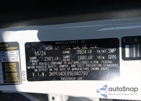 2025 Kia K4 Ex from USA, damaged, VIN 3KPFU4DE9SE040793